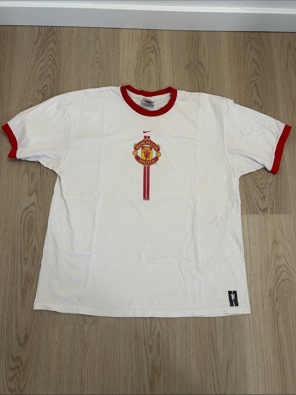 Nike England Manchester United Futból Club world cup soccer white/red Ringer tee